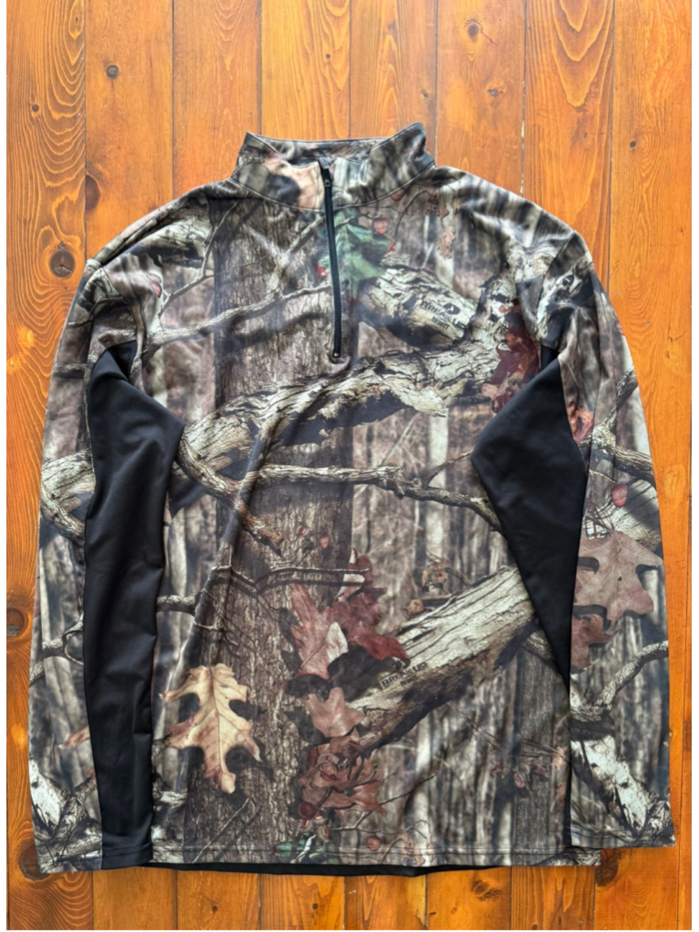 Men's Mossy Oak Break-Up Infinity Camo 1/4 Zip Pullover, Size L, Brown/Black